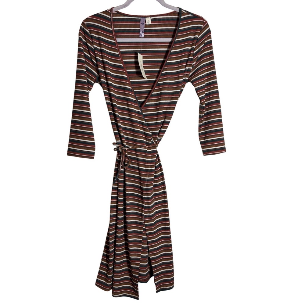 NWT Francesca's Alya Striped Wrap Dress Long Sleeve Size XS Retail $48